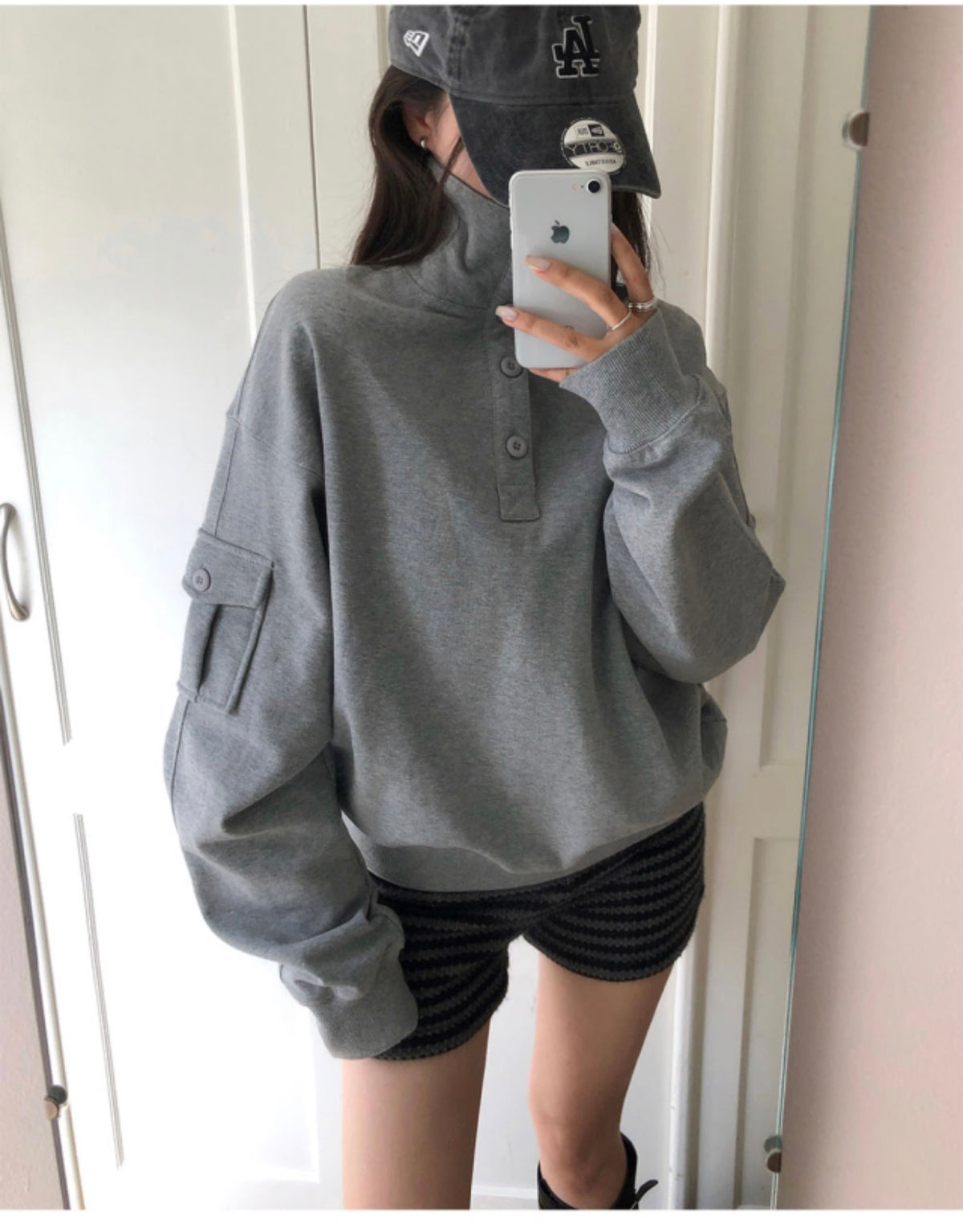Korean Collection Loose-Fit High-Neck Sweatshirt (Instock)