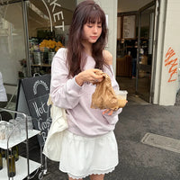 Korean AARAN Cut-Off One Shoulder Sweatshirt (Instock)
