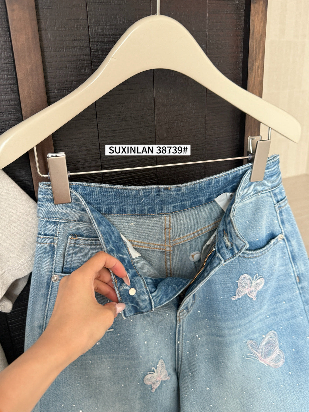 Kelly Designs Four Season Embroidery Butterflies Jeans(Instock)