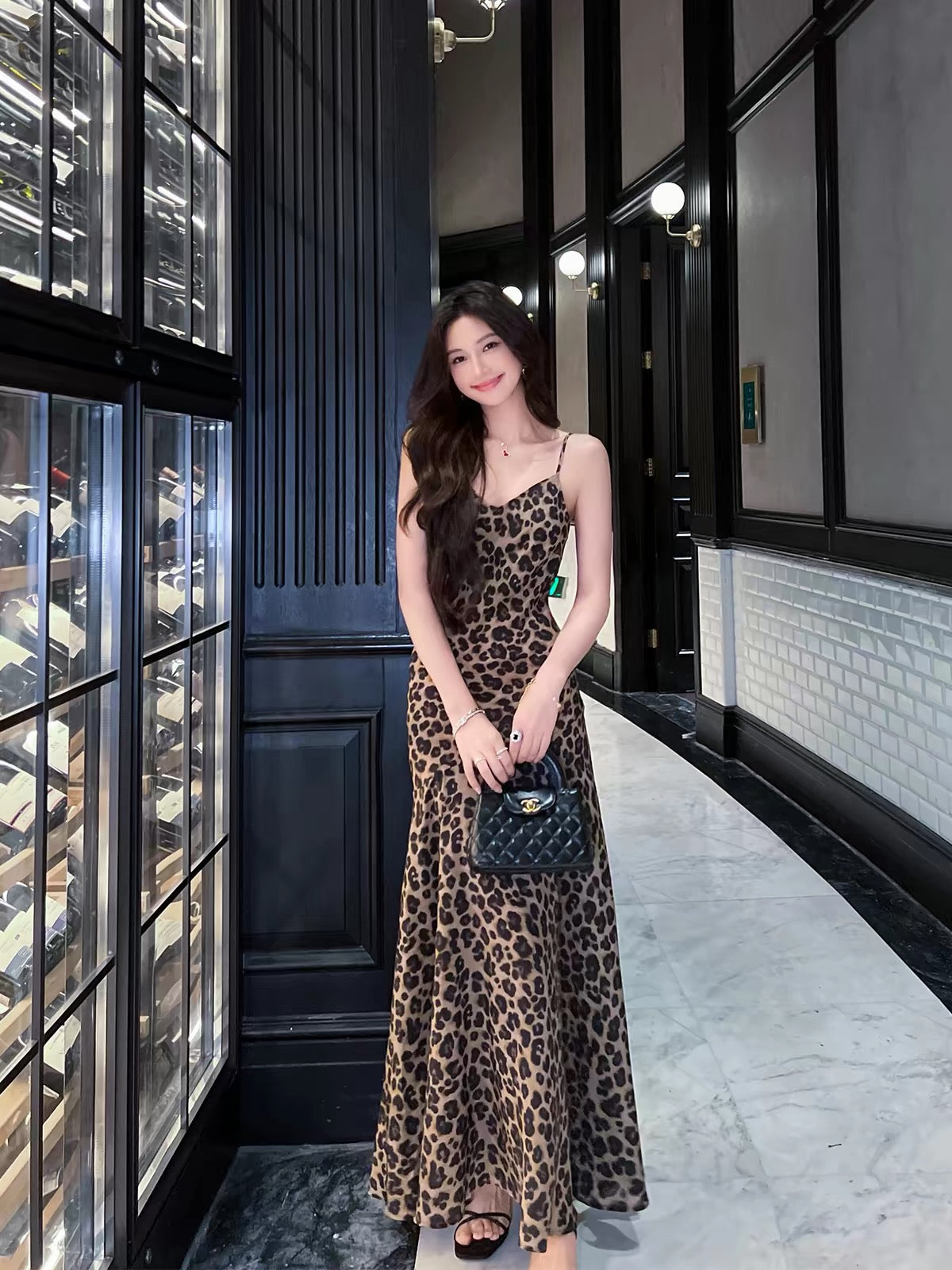 Kelly Designs 100% Mulberry Silk Leopard Print Slip Maxi Dress – Bias Cut Cami Dress (Instock)