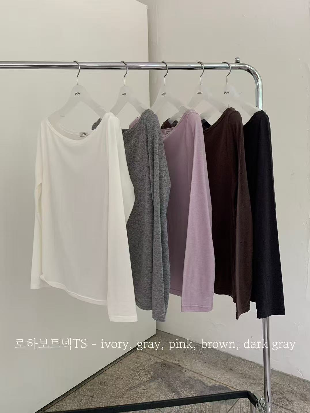 Korean APM Collection  Wool Blend Boat Neck Long Sleeve Top - 5 Colors (Instock)