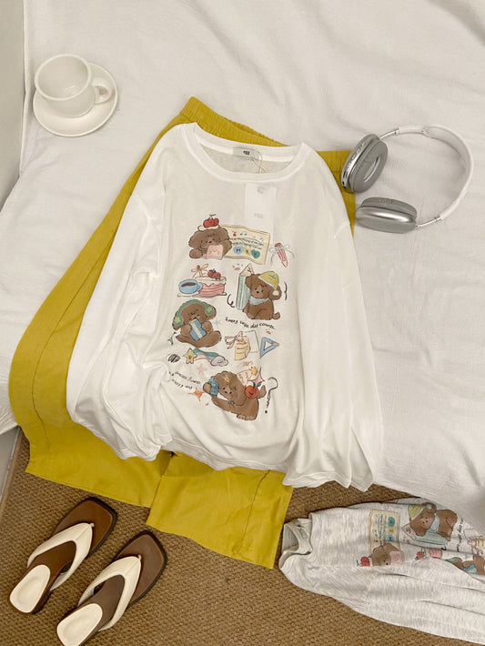 Kelly Designs Two Colors Kawaii Dog Sun Shirt – Long Sleeve (Instock)