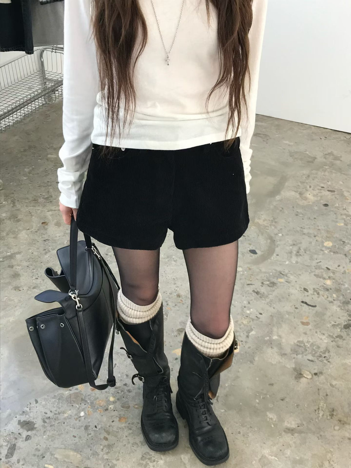 Korean APM Collection Fleece-Lined Corduroy Shorts (Instock)