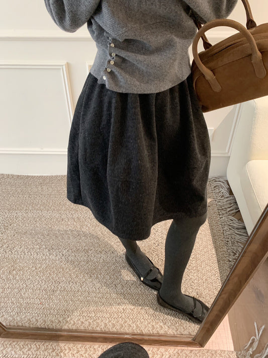Kelly Designs Winter A-Line Knit Dark Grey Skirt | Warm Thick-Wool (Instock)