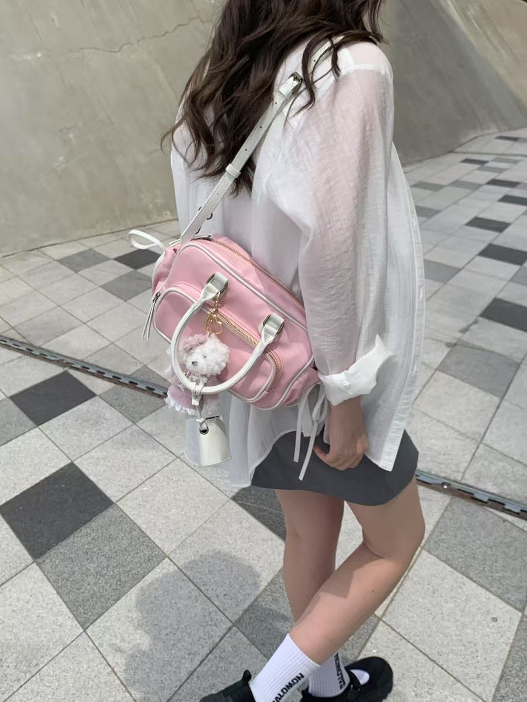 Korean APM Collection Leather Pink Bag with Earpod (Instock)