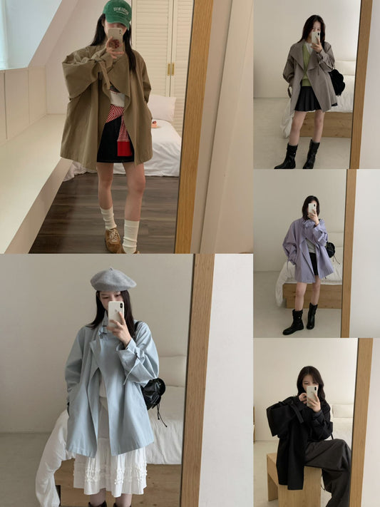 Kelly Designs Chic D-Ring Belted Short Trench (Instock)