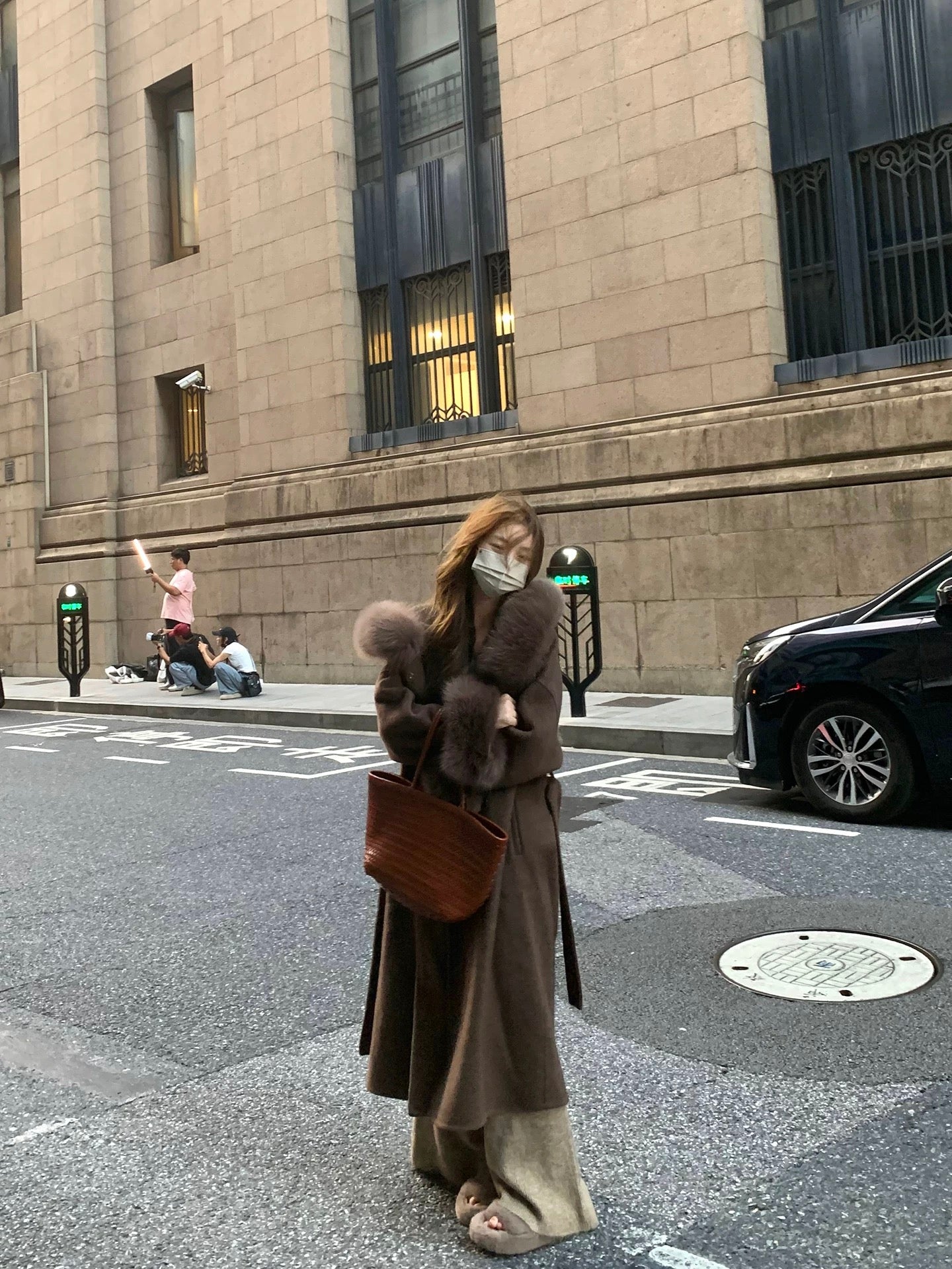 Kelly Designs Fox Fur Wool Brown Long Coat (Instock)