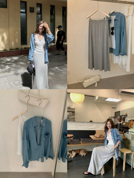 Kelly Designs 3-Piece Casual Set –Jacket,  Cami Tank Top, & Long Skirt (Instock)