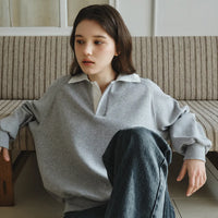 Korean Collection Serene Collar Sweatshirt – Melange Grey (Instock)