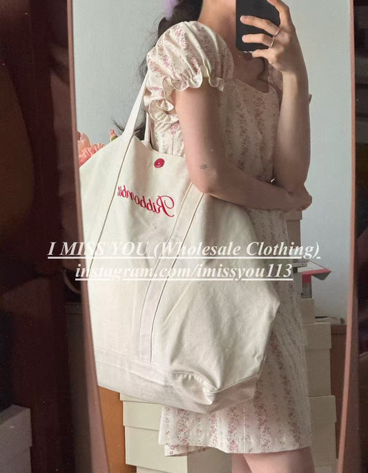 Korean APM Collection I Miss You Pink Flowers Mid Dress (Instock)