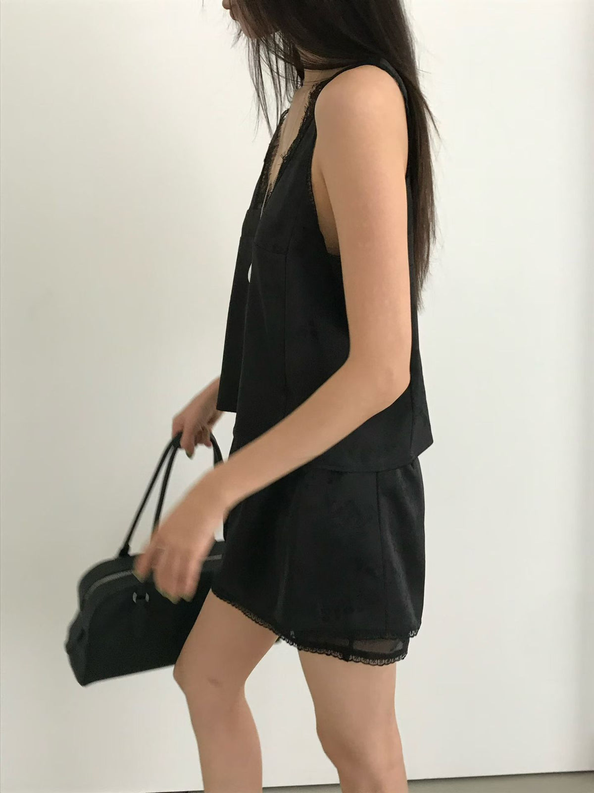 Korean APM Collection Lace Top and Skirt-Black (Instock)