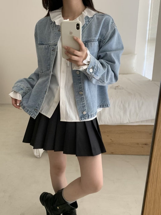 Kelly Designs Round Neck Denim Jacket (Instock)