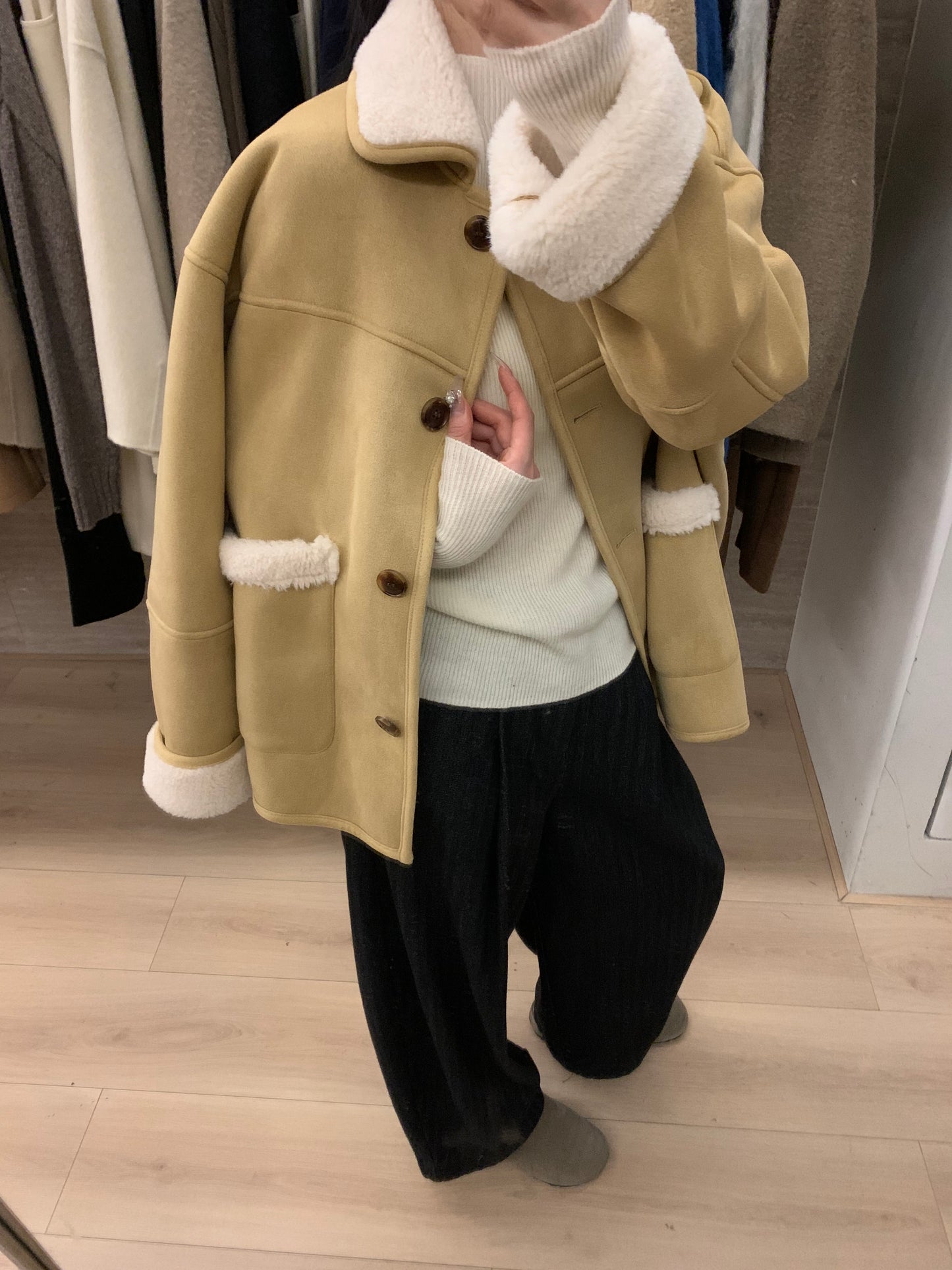 Kelly Designs Fur Khaki Jacket with Bag(Instock)