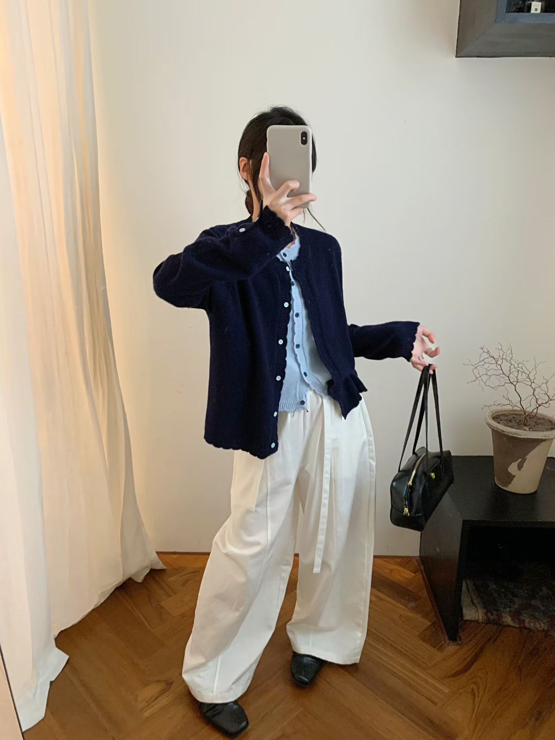 Kelly Designs Fake 2pcs Navy Cardigan (Instock)