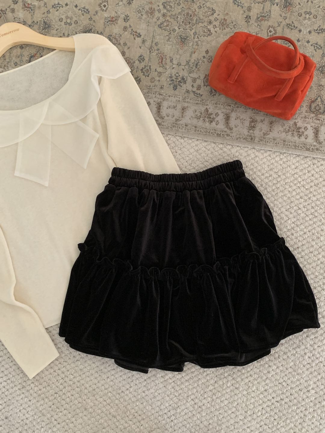 Kelly Designs Velvet Tiered Mini Skirt (Instock)