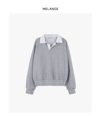 Korean Collection Serene Collar Sweatshirt – Melange Grey (Instock)