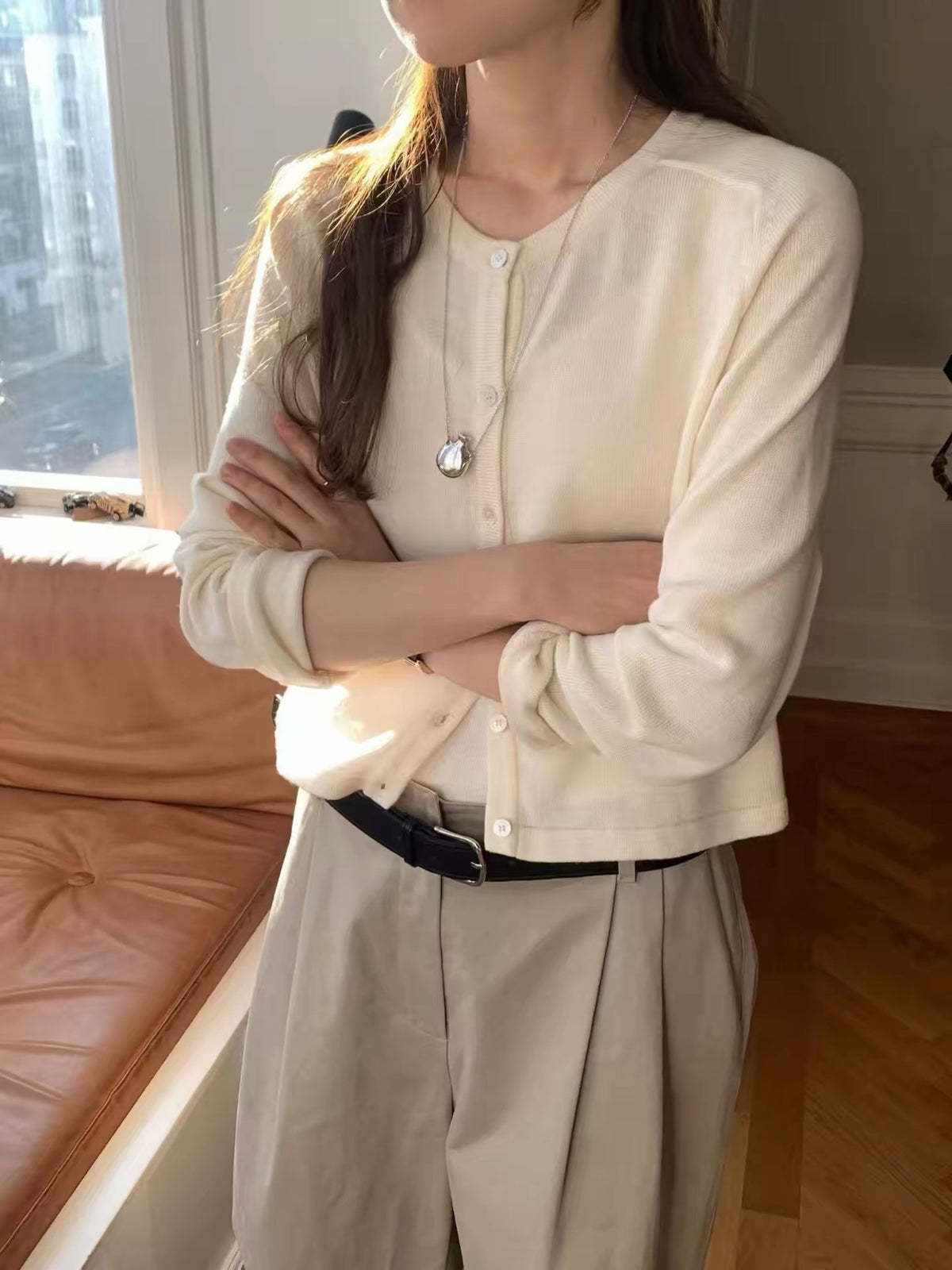 Korean APM Collection Ounce Wool & Silk-Blend Knit Cardigan - 4 Colors (Instock)