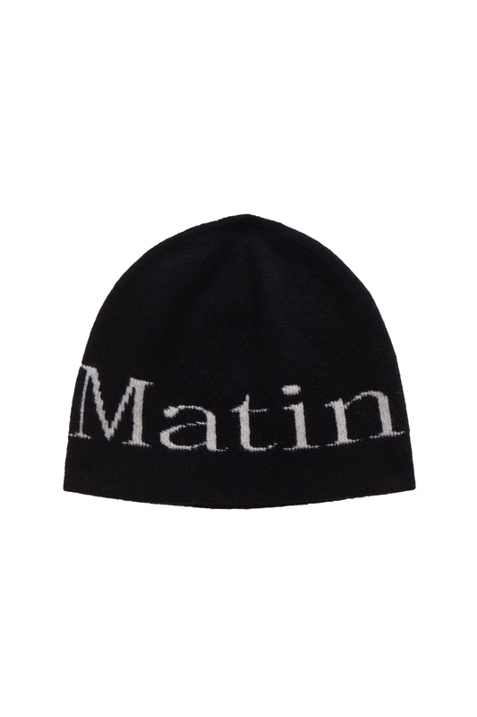 MATIN KIM LOGO JACQUARD SHORT BEANIE IN BLACK (Instock)