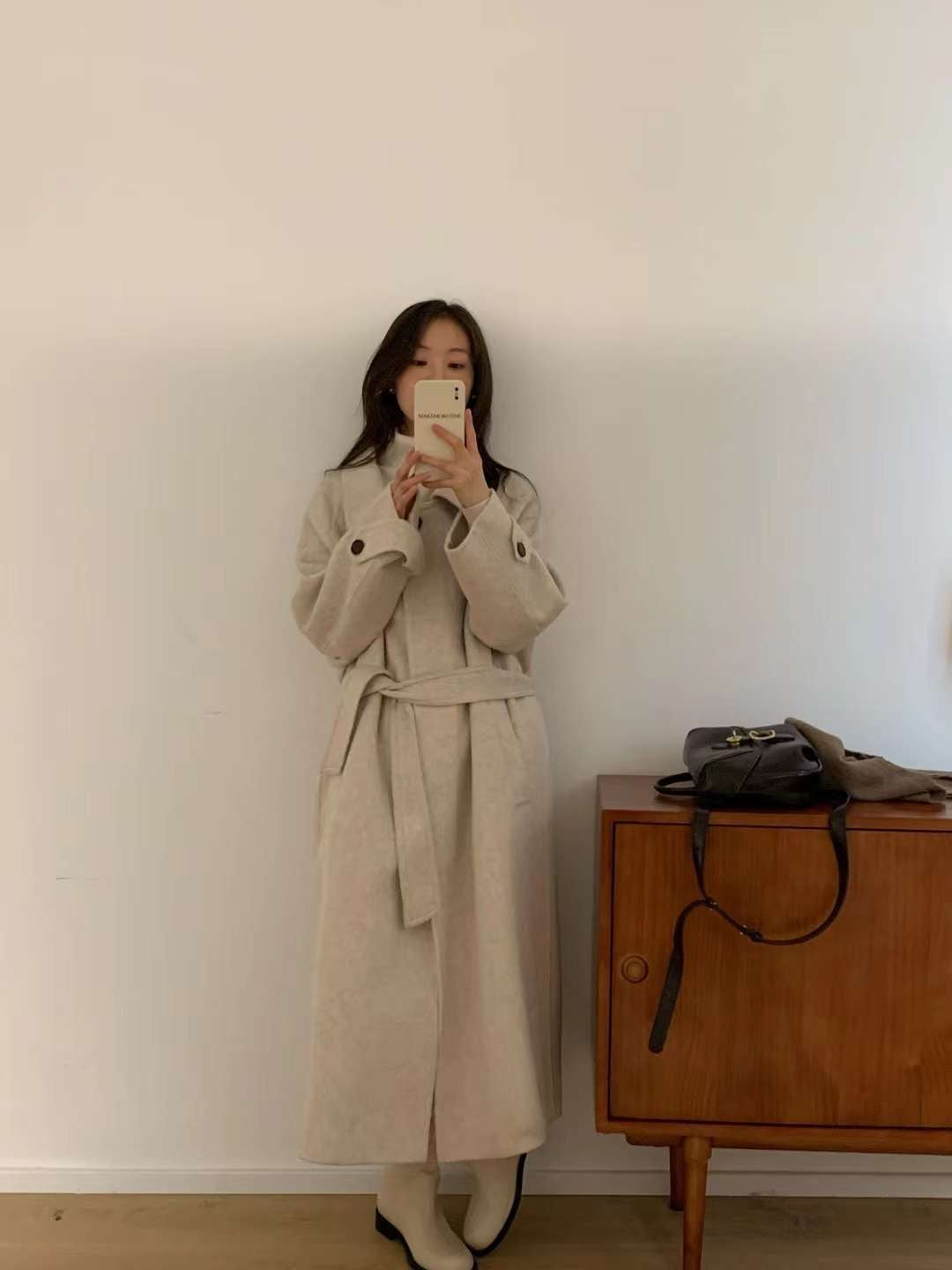 Kelly Designs Beige Long Coat With Belt (Instock)