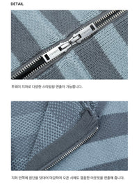 Korean Collection Lucy Oversized Striped Knit Zip-Up Hoodie (Instock)