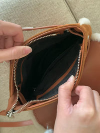 Korean APM Collection Stuffy Two Colors Leather Bag (Instock)