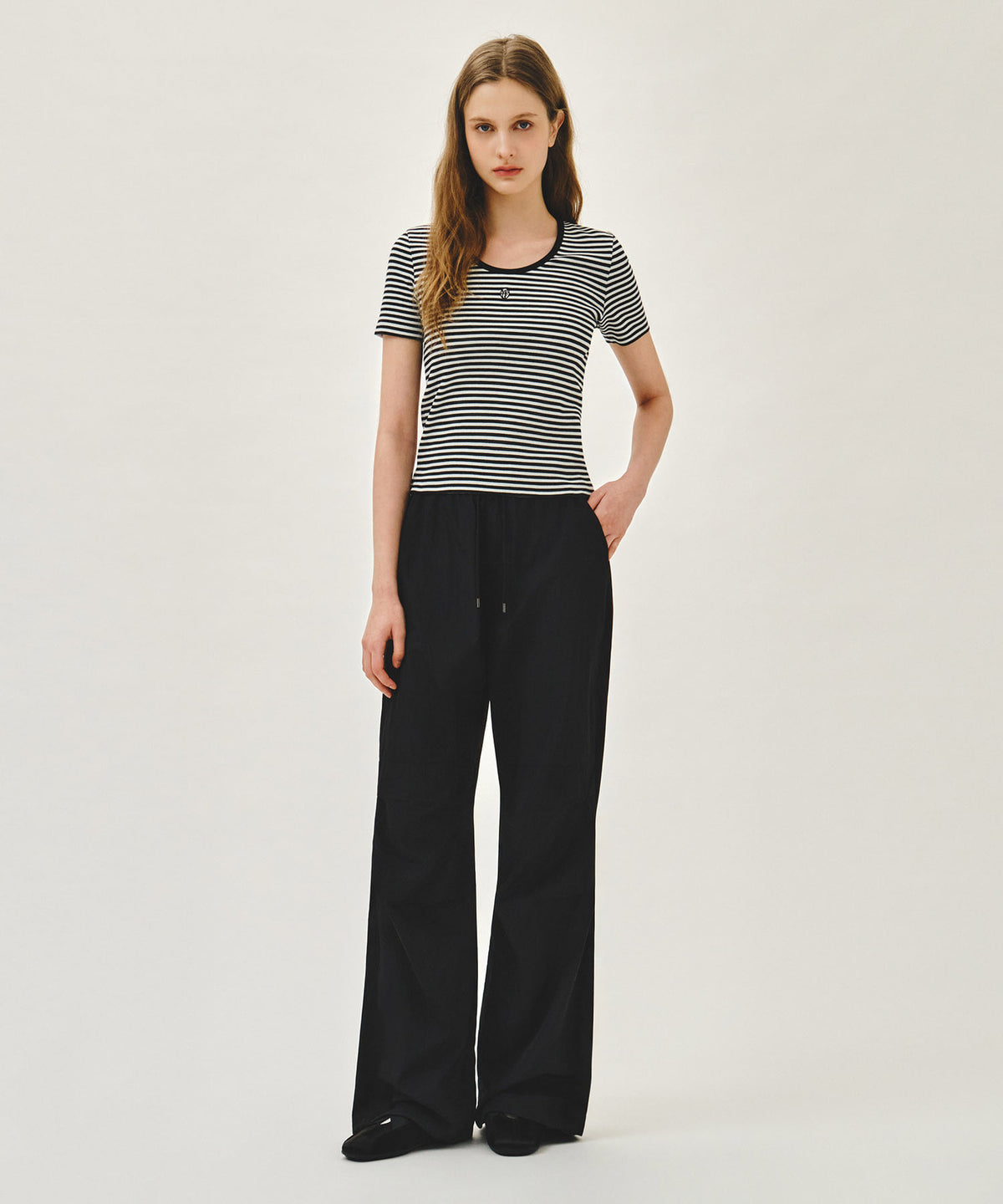 Marithe W T-SHIRT RINGER COL V PROFOND noir (En stock)