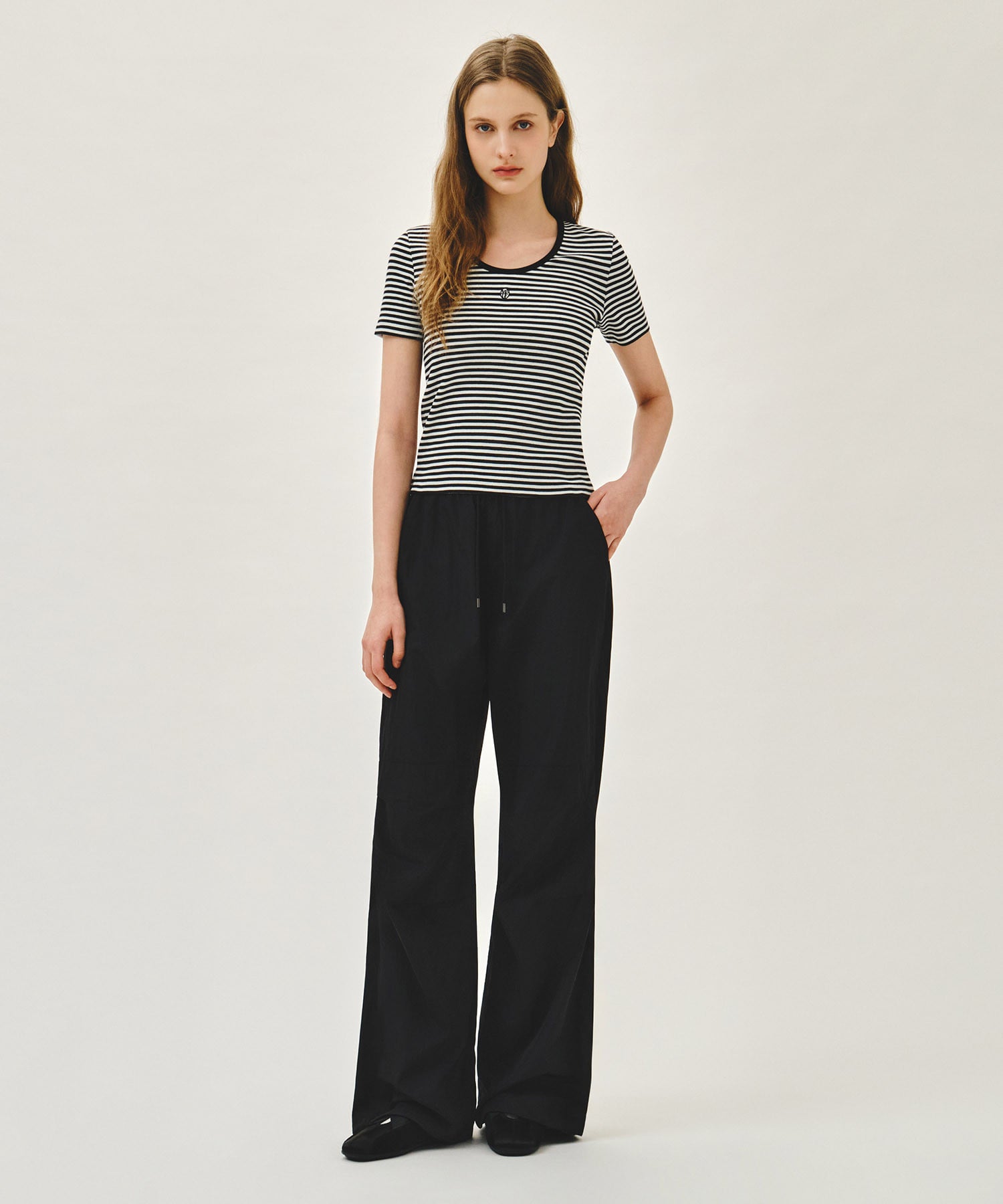 Marithe W T-SHIRT RINGER COL V PROFOND noir (En stock)