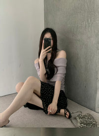 Kelly Designs Off Shoulder Knit Purple Top(Instock)