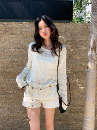 Kelly Designs Lightweight Hollow Knit Sweater – 4 Colors (Instock)