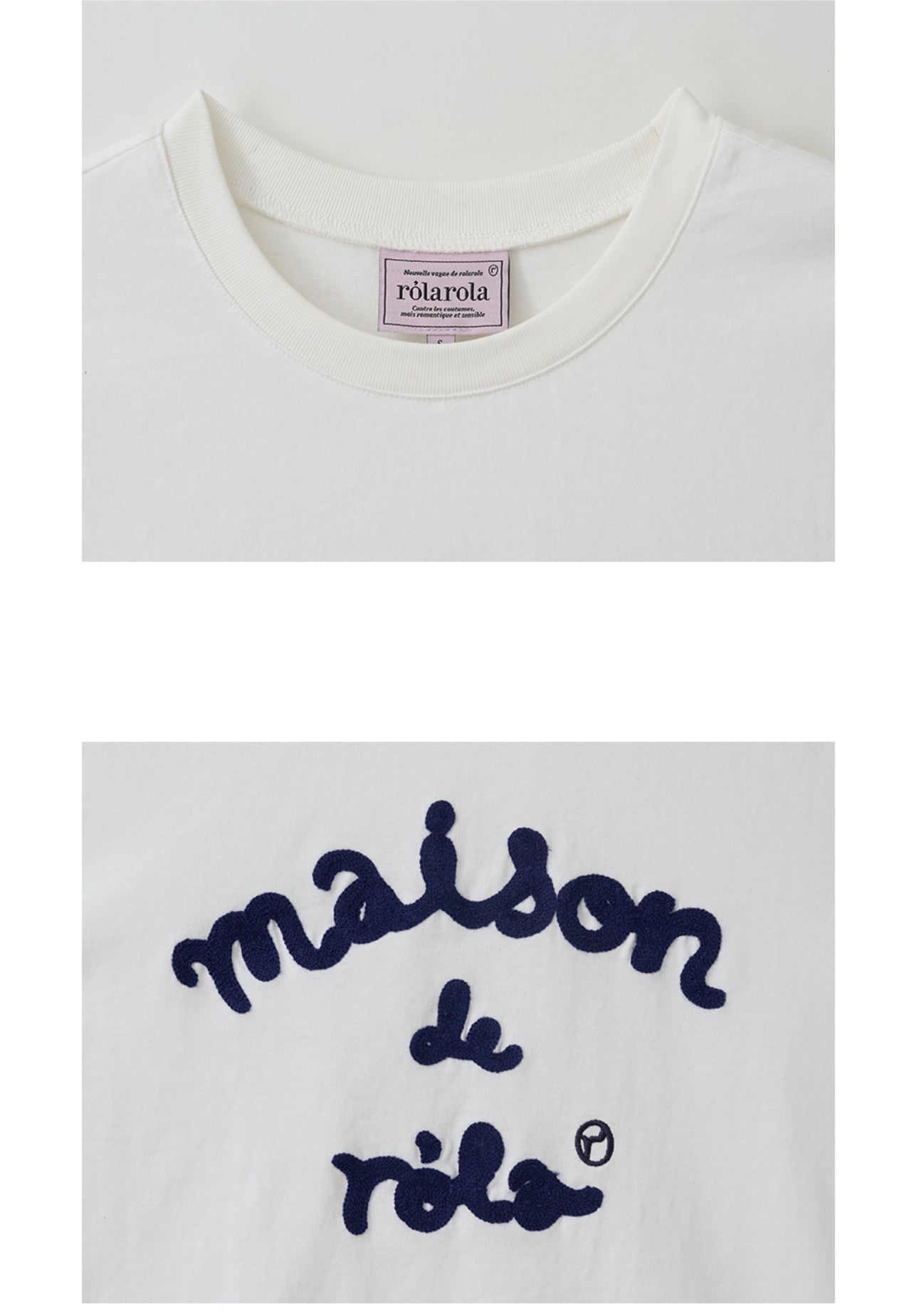 MAISON DE ROLA EMBROIDERY T-SHIRT WH+NY (Preorder)