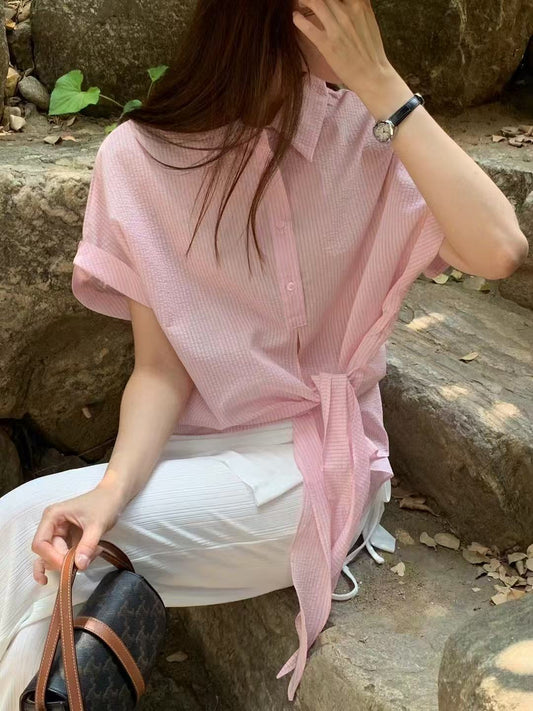 Korean APM Collection Pink Stripe Blouse (Instock)