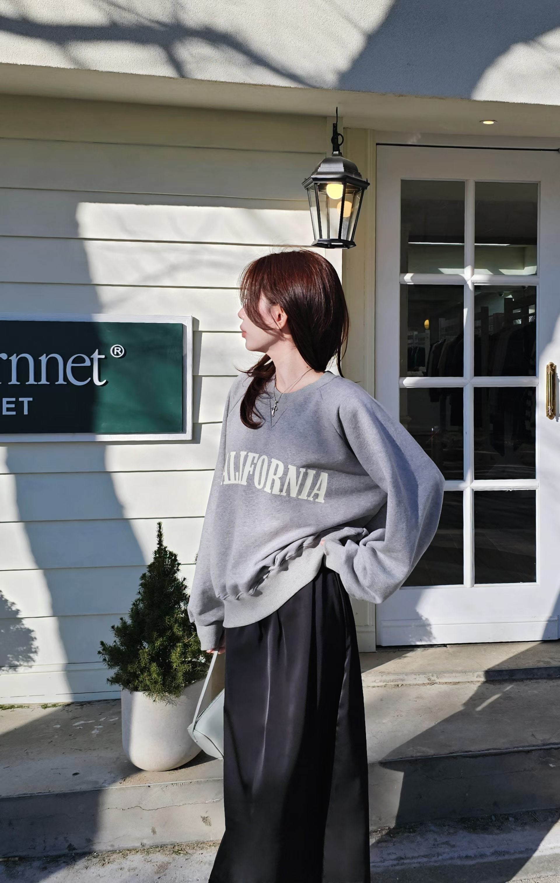 Korean California Oversized Sweatshirt – Grey (Instock)