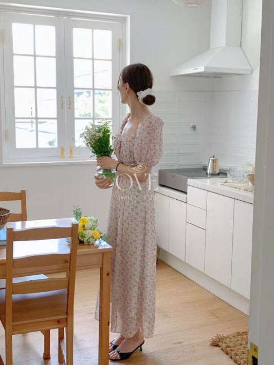 Korean APM Collection Beige Flower Dress (Instock)