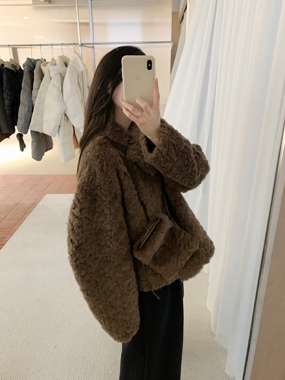 Kelly Designs Shearling Fur Brown Coat (Instock)