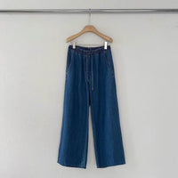 Korean APM Collection Tencel Denim Drawstring Wide-Leg Pants (Instock)