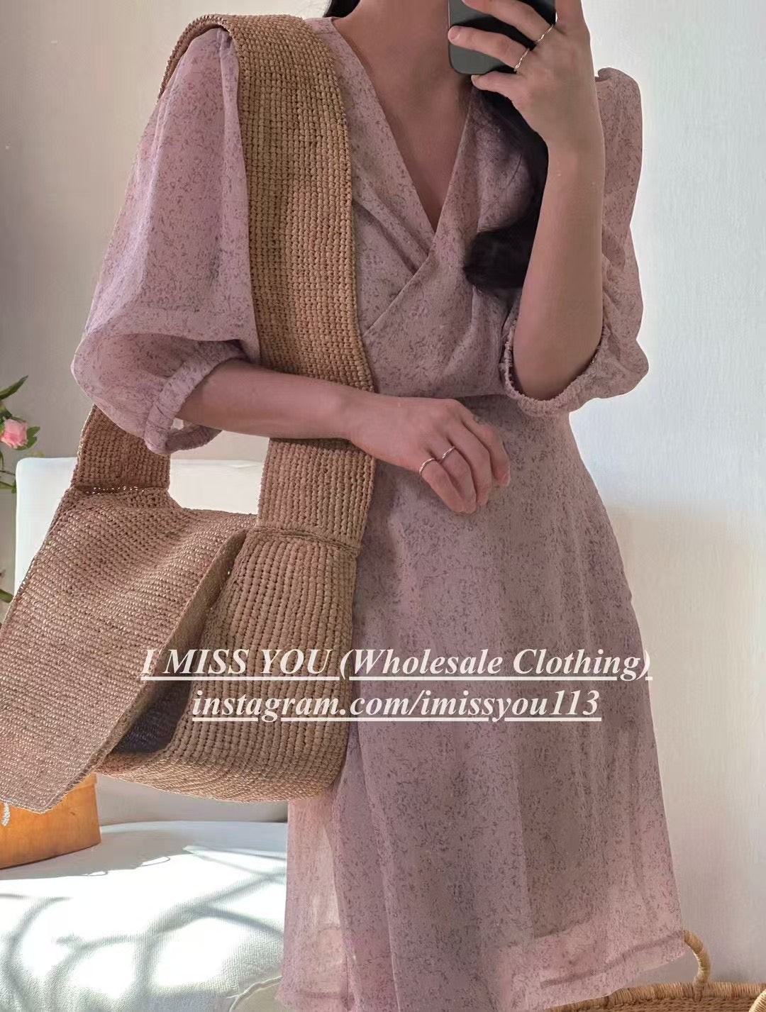 Korean APM Collection I Miss You Pink Mid Dress (Instock)