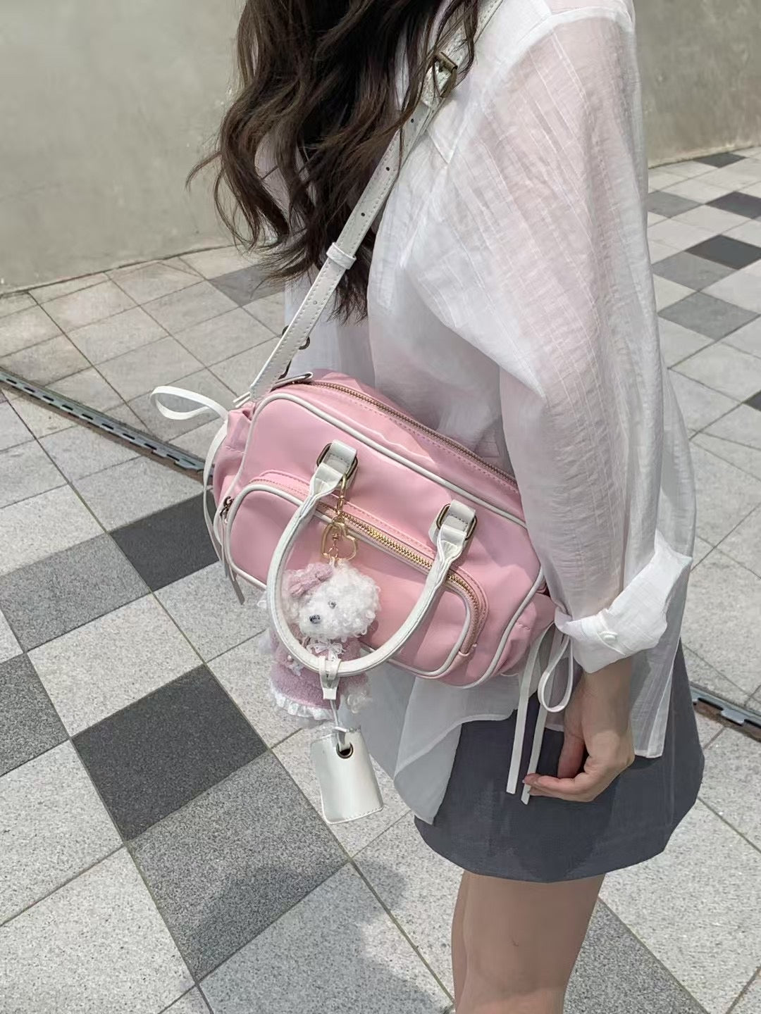 Korean APM Collection Leather Pink Bag with Earpod (Instock)