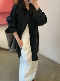 Korean Faux Leather Oversized Jacket  - 2 Colors (Instock)