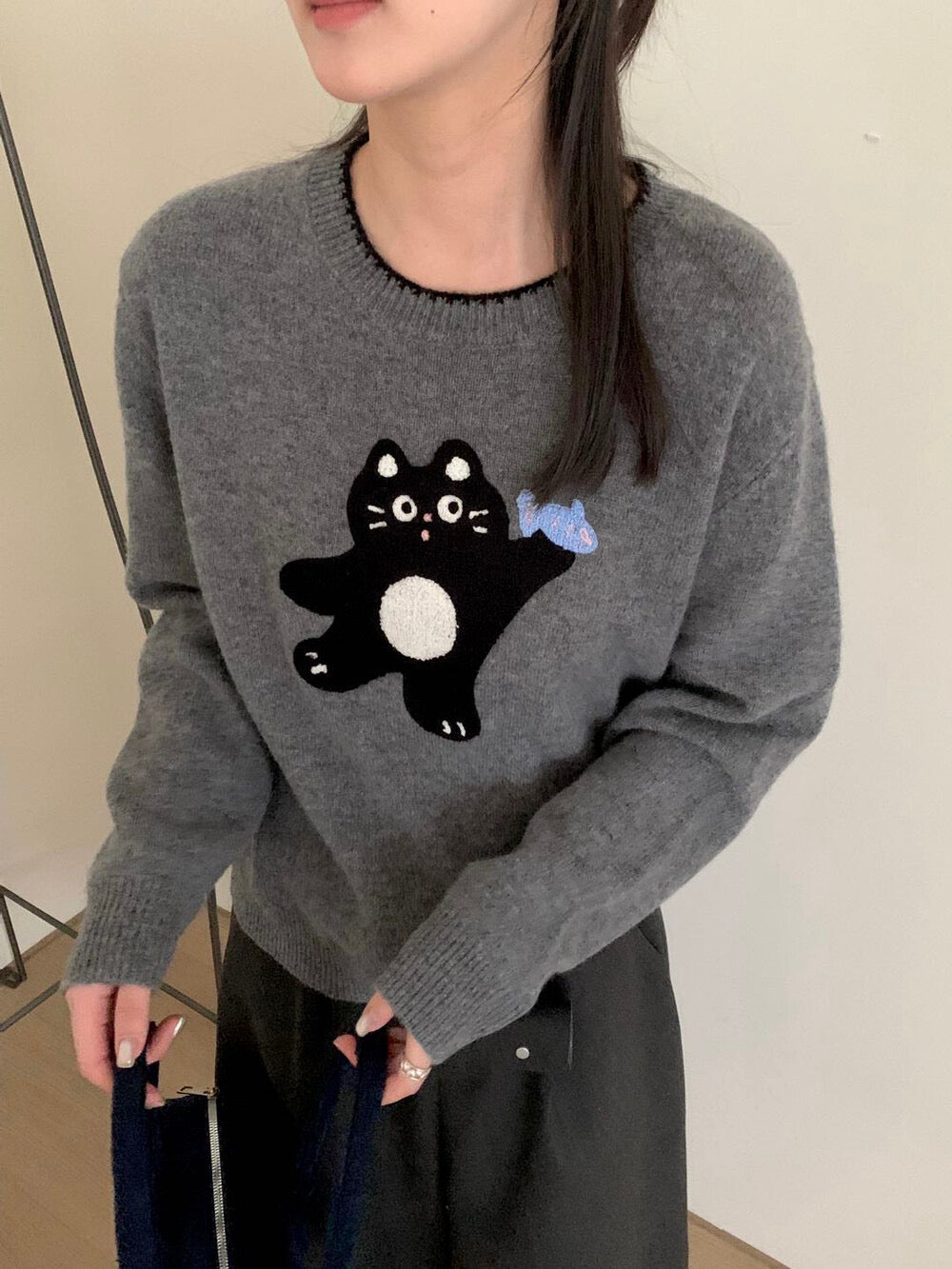 Kelly Designs 100% Wool Cat Knit Sweater (2 Colors) - (Instock)