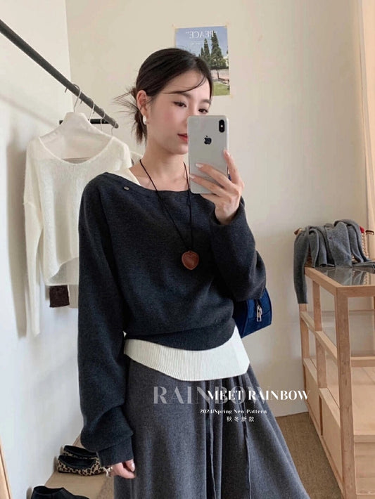 Kelly Designs Real 2Pcs Grey Sweater (Instock)