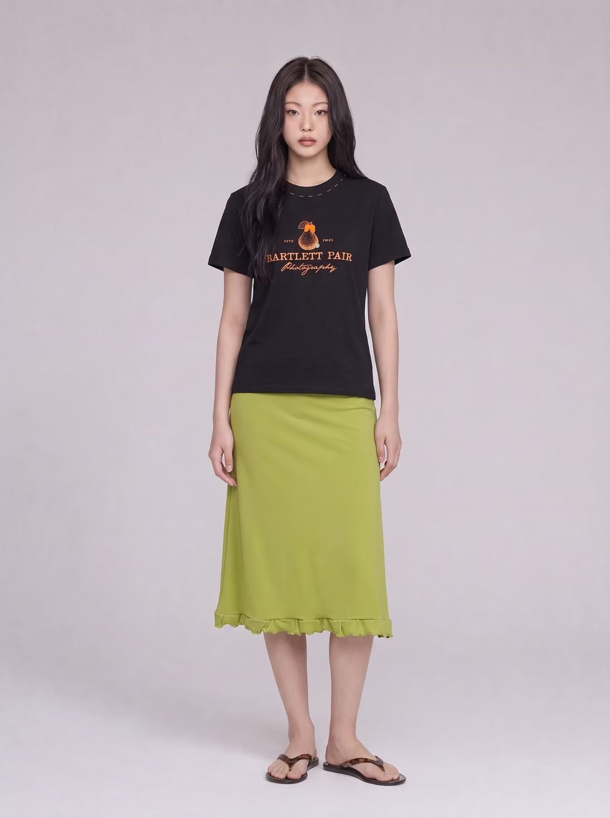 Korean APM Collection Hand Made Pear Black Tshirt (Instock)