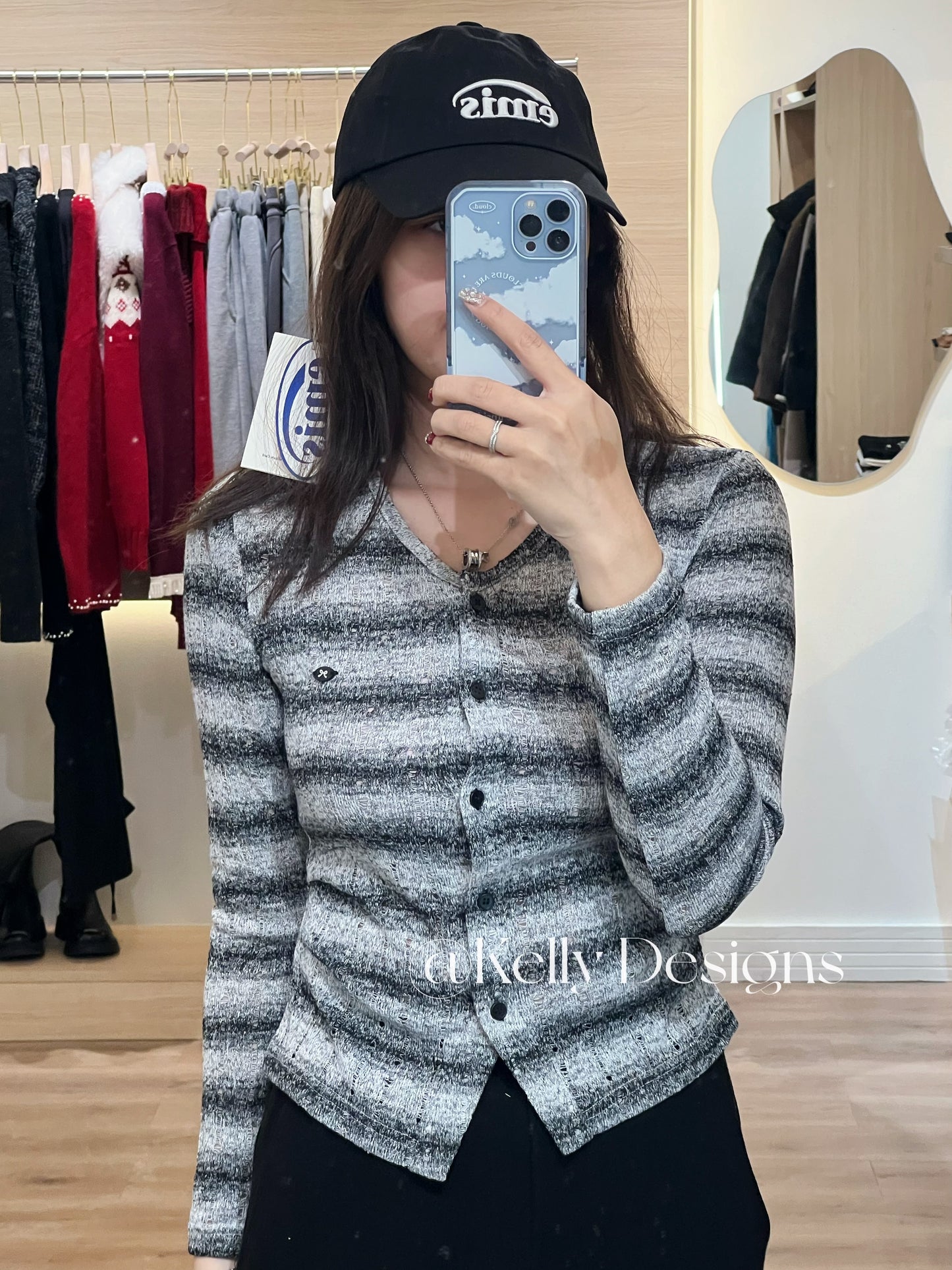 Kelly Designs Gray Stripe Cardigan (Instock)