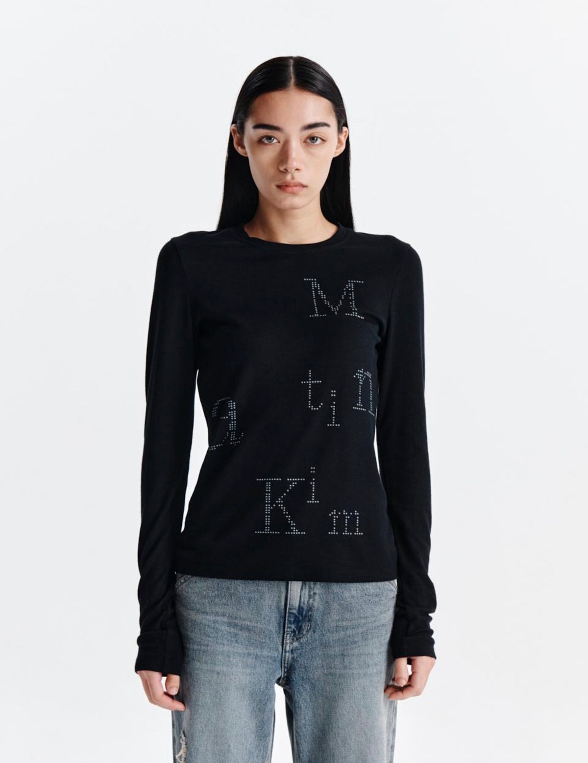 Matin Kim Dot Graphic Logo Lettering Top (Instock)