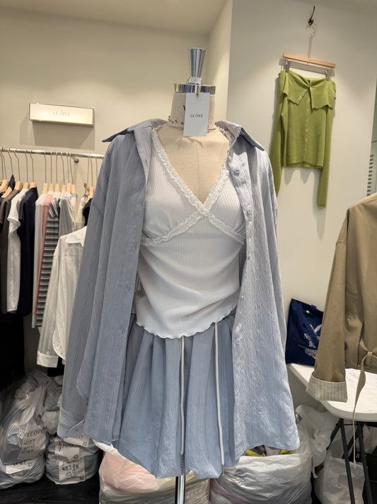 Korean APM Collection Blue Shirt and Shorts Set-inner top not included (Preorder)