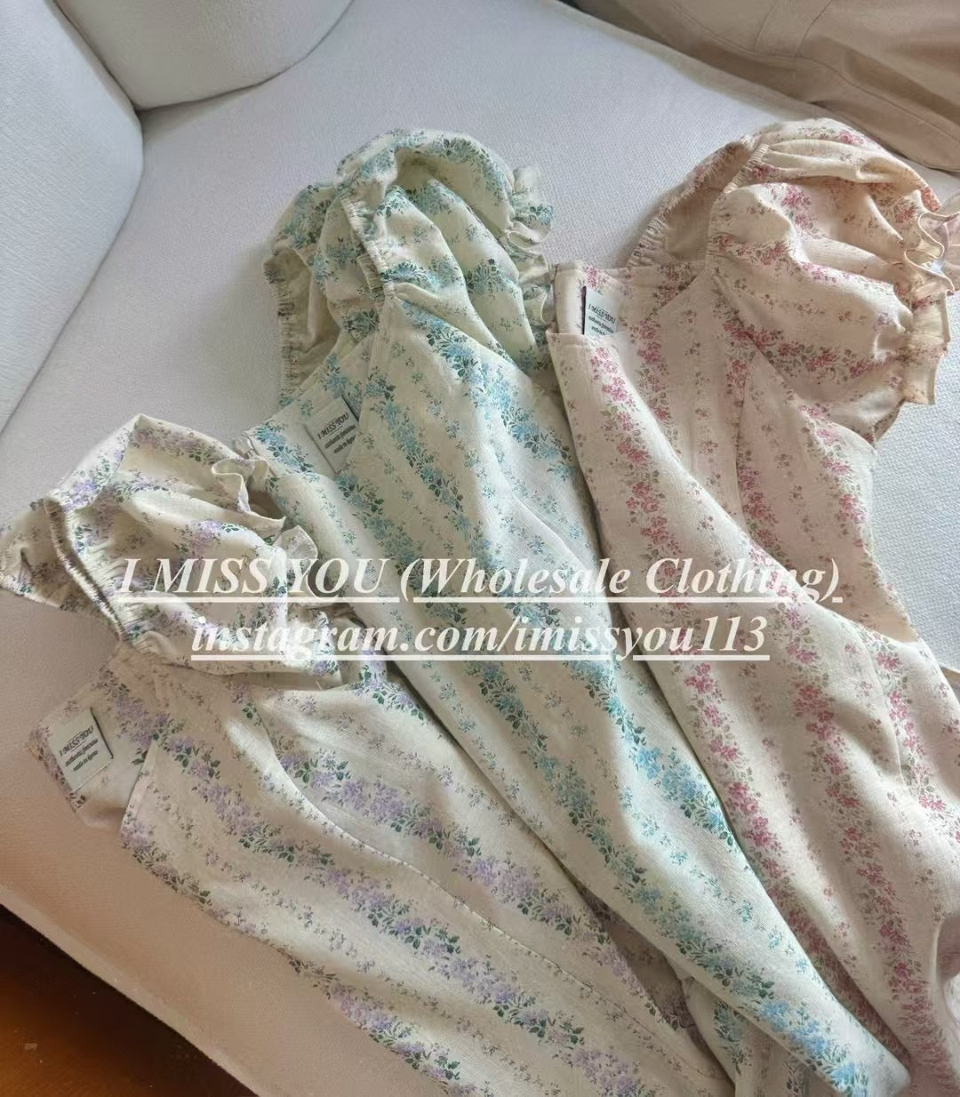 Korean APM Collection I Miss You Purple Flowers Mid Dress (Instock)