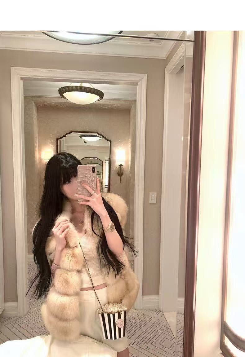 Kelly Designs Fox Fur Vest 2 colors Jacket (Instock)