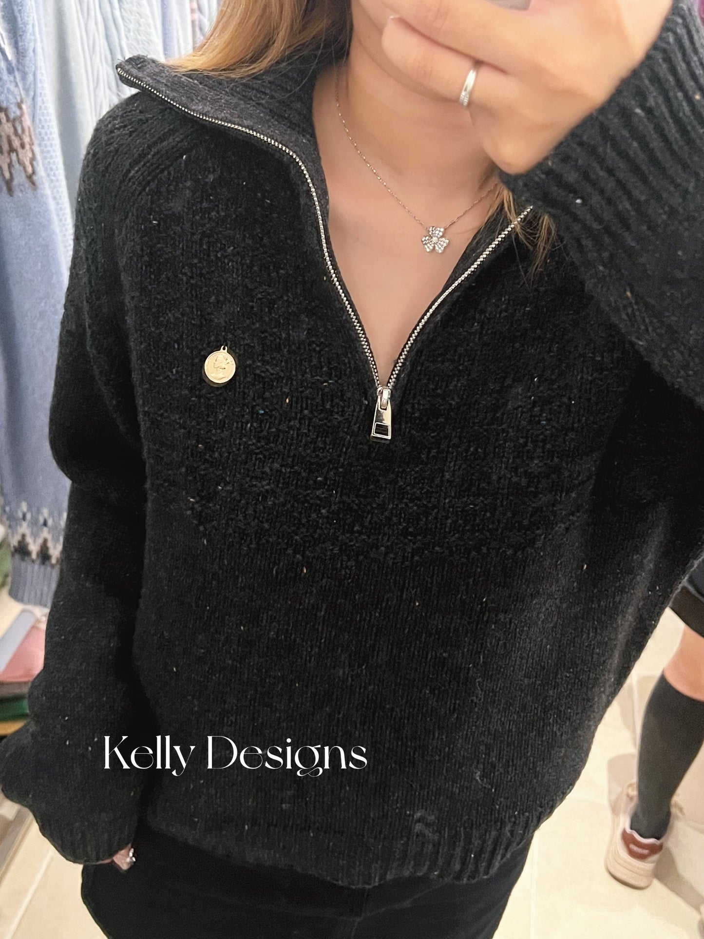 Kelly Designs Dark Grey Half Zip up Sweatshirt (Instock)