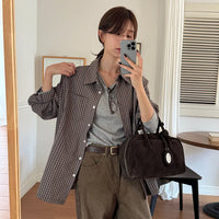 Korean Collection Mellow Check Shirt – Mocha Brown (Instock)