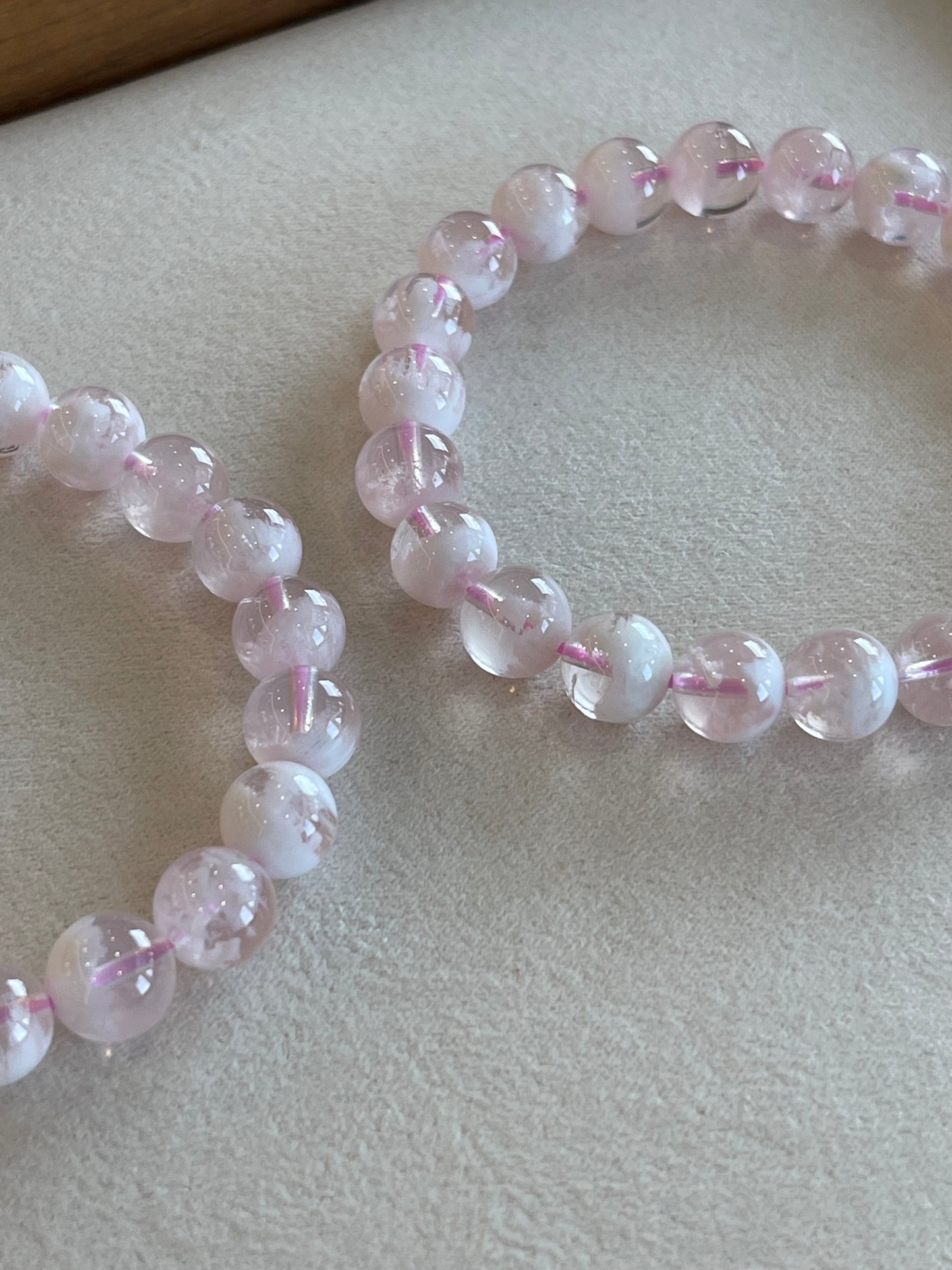 Kelly Designs Natural Pink Ghost Crystal Bracelet (Instock)