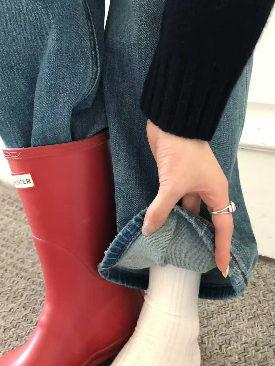 Kelly Designs Fleece-Lined Straight Denim Pants(Instock)